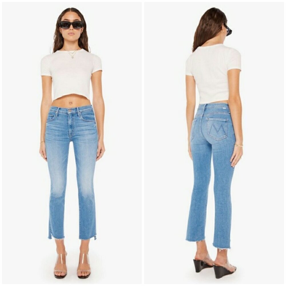 💕MOTHER💕 The Insider Crop Step Fray Jeans ~ Out Of The Blue 34 NWOT